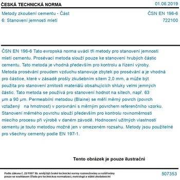 ČSN EN 196-6 - Metody zkoušení cementu - Část 6: Stanovení jemnosti mletí - Tisk