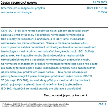 ČSN ISO 15188 - Směrnice pro management projektu normalizace terminologie - Tisk