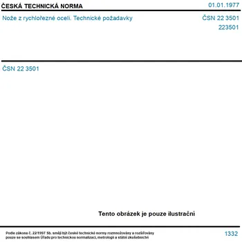 ČSN 22 3501 - Nože z rychlořezné oceli. Technické požadavky - Tisk