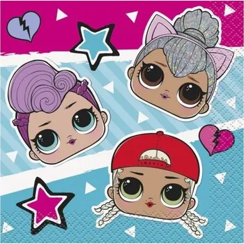Papírový ubrousek UNIQUE Ubrousky LOL SURPRISE - 16 ks - 25 x 25 cm