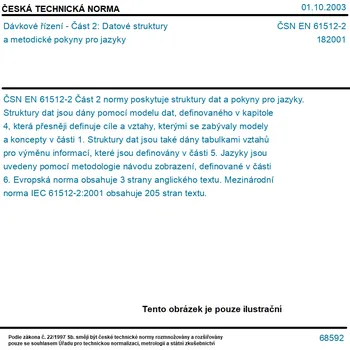 ČSN EN 61512-2 - Dávkové řízení - Část 2: Datové struktury a metodické pokyny pro jazyky - Tisk
