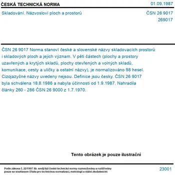 ČSN 26 9017 - Skladování. Názvosloví ploch a prostorů - Tisk