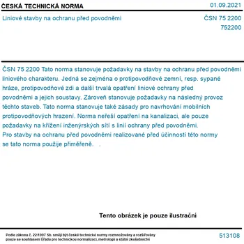 ČSN 75 2200 - Liniové stavby na ochranu před povodněmi - Tisk