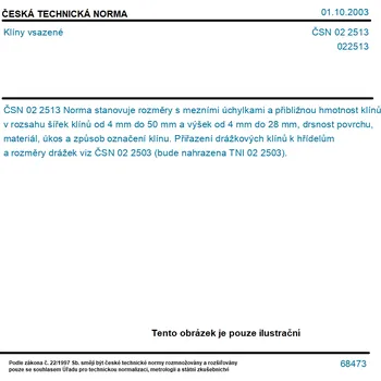 ČSN 02 2513 - Klíny vsazené - Tisk