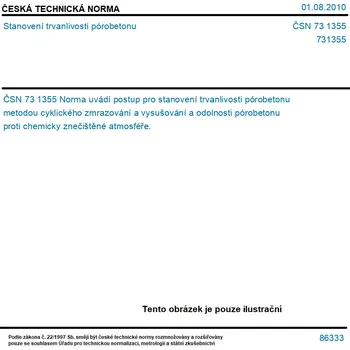 ČSN 73 1355 - Stanovení trvanlivosti pórobetonu - Tisk