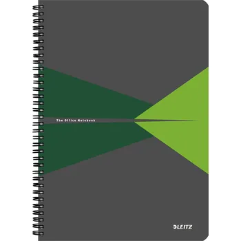 Sešit Blok A4 Leitz Office, kroužková vazba, linkovaný, lamino, šedo-zelený