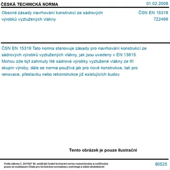 ČSN EN 15319 - Obecné zásady navrhování konstrukcí ze sádrových výrobků vyztužených vlákny - Tisk