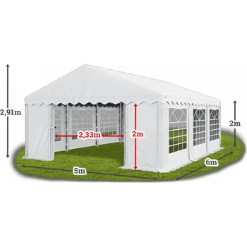 Zahradní stan Párty stan 5x6x2m střecha PE 240g/m2 boky PE 240g/m2 konstrukce LÉTO Zelená Zelená Modrá