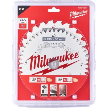 Pilový kotouč MILWAUKEE Kotouče pro okružní pilu 24 a 48 zubů Milwaukee 190 x 30 mm Dvojité balení 2 ks