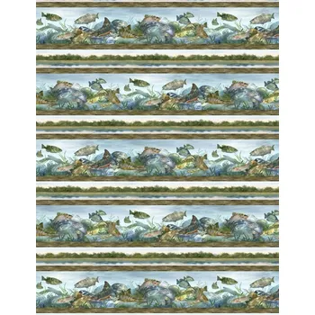 Wilmington prints US 999-519 First Catch rybí bordura vícebarevná bavlněná látka patchwork