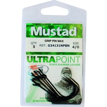 Rybářský háček MUSTAD G34131NPBN2/0DSGrip5ksMustad Varianta: veľ. 3/0, barva black nickel