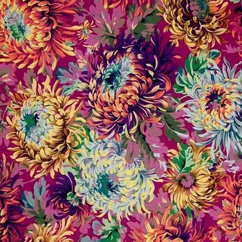 Free Spirit Kaffe Fassett Shaggy vínová květovaná vícebarevná bavlněná látka patchwork