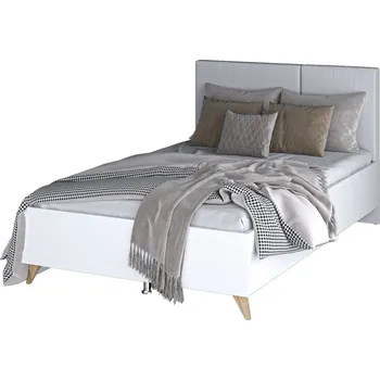 Postel Postel 120x200 MOYA s čalouněným čelem, dub castello/šedá/bílá