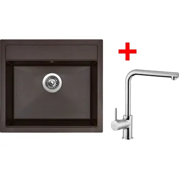 Granitový dřez Set Sinks SOLO 560 + baterie Barva: hnědá, Baterie: ELKA, Označení: Marone