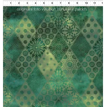 US In The Beginning 999-260 Seasons zelená kosočtverce bavlněná látka patchwork