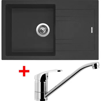 Granitový dřez Set Sinks LINEA 780 + PRONTO chrom Barva: Černá metalická, Označení: Metalblack + Dárek