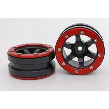 RC náhradní díl Absima Kovové Beadlock CNC disky 1.9 PT Wave Black/Red, 2ks
