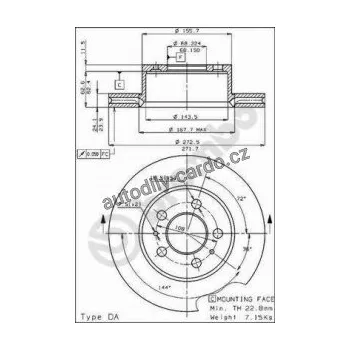 Brzdový kotouč Brzdový kotouč BREMBO 09.2716.10 - VOLVO