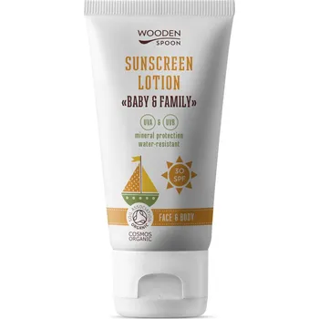 Přípravek na opalování Wooden Spoon Baby & Family opalovací tělové mléko SPF30 150 ml