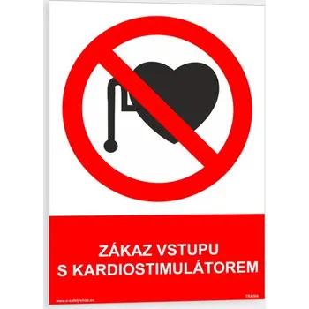Zákaz vstupu s kardiostimulátorem Samolepka 148 x 210 mm (A5) tl. 0.1 mm - Kód: 07237
