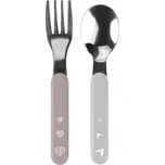 BabyOno Lžička a vidlička nerez 12m+ - růžový