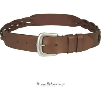 Opasek Pletený opasek HIDESIGN z jednoho kusu kůže a litou přezkou WB-04 světle hnědý, vel. 30" (XXS) - obvod pasu cca 73-84 cm