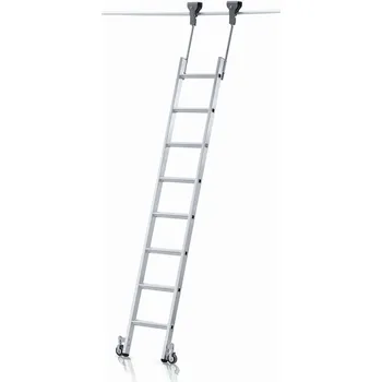 Žebřík Pojízdný regálový žebřík, lemované stupně 8