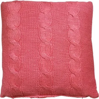 Dekorativní polštářek Malinovo růžový pletený polštář Lodge Raspberry - 60*60cm