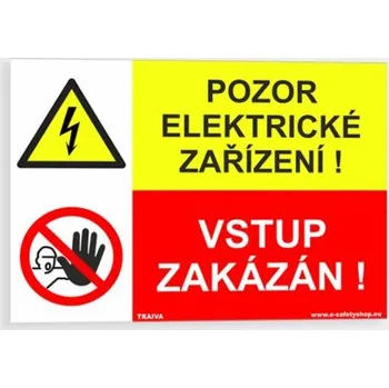 Pozor elektrické zařízení. Vstup zakázán! Samolepka 210 x 148 mm (A5) tl. 0.1 mm - Kód: 08265