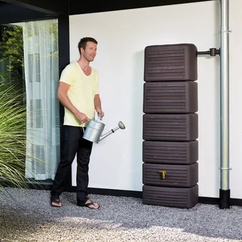 Sud Elkoplast Zahradní plastová nádrž na dešťovou vodu SEINE 300 l, dřevo, dark wood/dřevo 255-72971