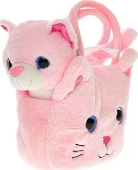 Plyšová hračka Mikro Trading Kočka s kabelkou 20 cm růžová