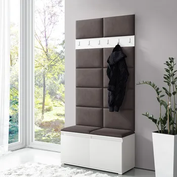 Předsíňová stěna Eka Předsíňová stěna s čalouněnými panely Trinity 1 - Bílá / Hnědá 2307