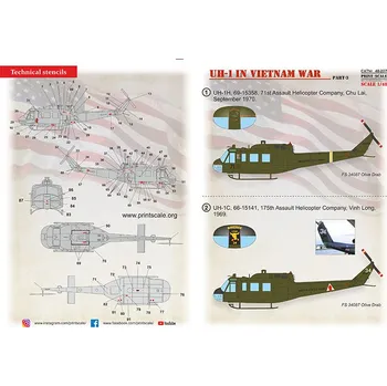 Plastikový model Print Scale 1/48 UH-1 in Viet Nam War Part 3 (wet decals)