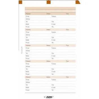 Diář Náplň do diáře ADK A5 kontakty formulář