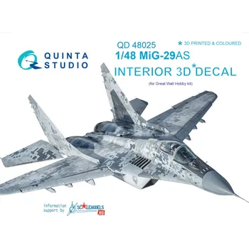 Plastikový model Quinta studio 1/48 MiG-29AS (Slovak AF) 3D-Print&colour Interior