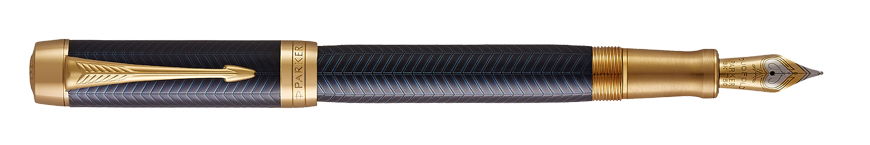 Parker Royal Duofold Prestige Blue Chevron - plnicí pero centennial -f-, zlatý hrot 18 karátů