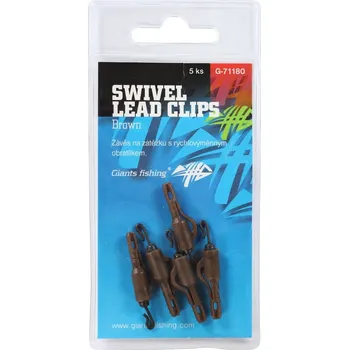 5ks - Závěs na Boční Olovo Giants Fishing Swivel Lead Clips Brown