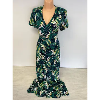 Dámské šaty damské šaty, Barva Zelená, Velikost XXL 48, Rukáv Se spadlým rukávem