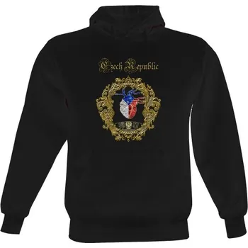 Pánská mikina Pánská mikina s kapucí s potiskem České srdce a heraldický ornament pánské