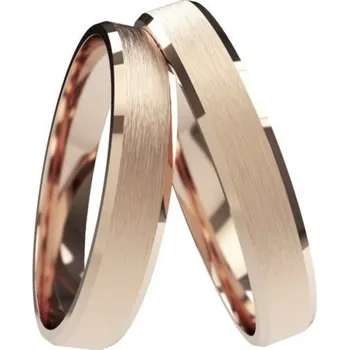 Prsten Primossa Snubní prsteny se zkosenými hranami a matným povrchem Primossa, růžové zlato - vzor č. 741 Dámský prsten: 45 mm, Pánský prsten: 57mm