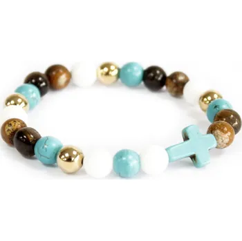 Módní doplněk Ancient Wisdom Royal náramek z korálků a tyrkysový kříž