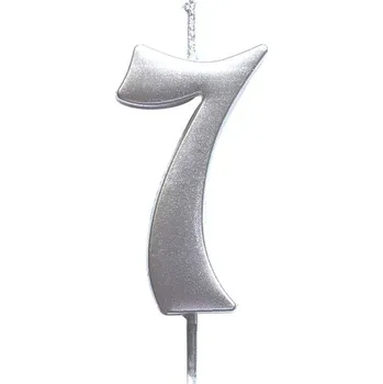 Dortová svíčka Narozeninová svíčka stříbrná číslo 7