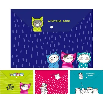 Obal PP s patentkou M&G A4, So Many Cats, mix / 1ks