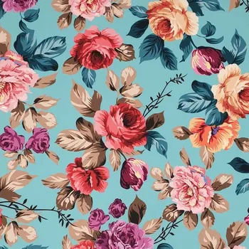 Šatovka N5863 modrošedá, velké barevné květy, š.145