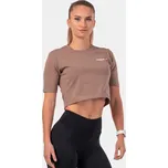 NEBBIA Dámské tričko Crop Top Minimalist Logo Brown M hnědá