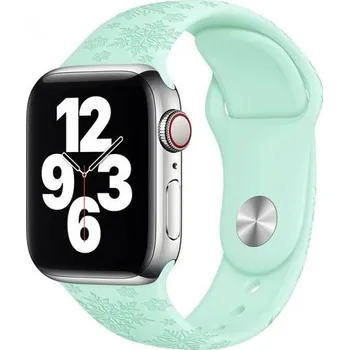 Řemínek na hodinky Silikonový řemínek se vzorem vloček pro Apple Watch Ultra 49mm / 46mm / 45mm / 44mm / 42mm - pastelově zelený