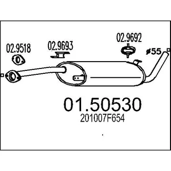Tlumič výfuku Střední tlumič výfuku MTS 01.50530