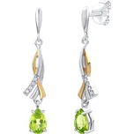 Stříbrné / pozlacené náušnice Wendy s pravým olivínem a Brilliance Zirconia FW15423EP