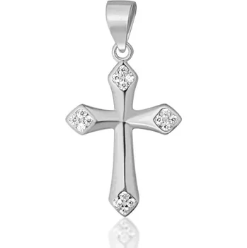 Přívěsek Stříbrný přívěsek kříž se zirkony
