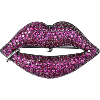 Brož Brož barevná růžová pusinka, kiss Tmavě růžová